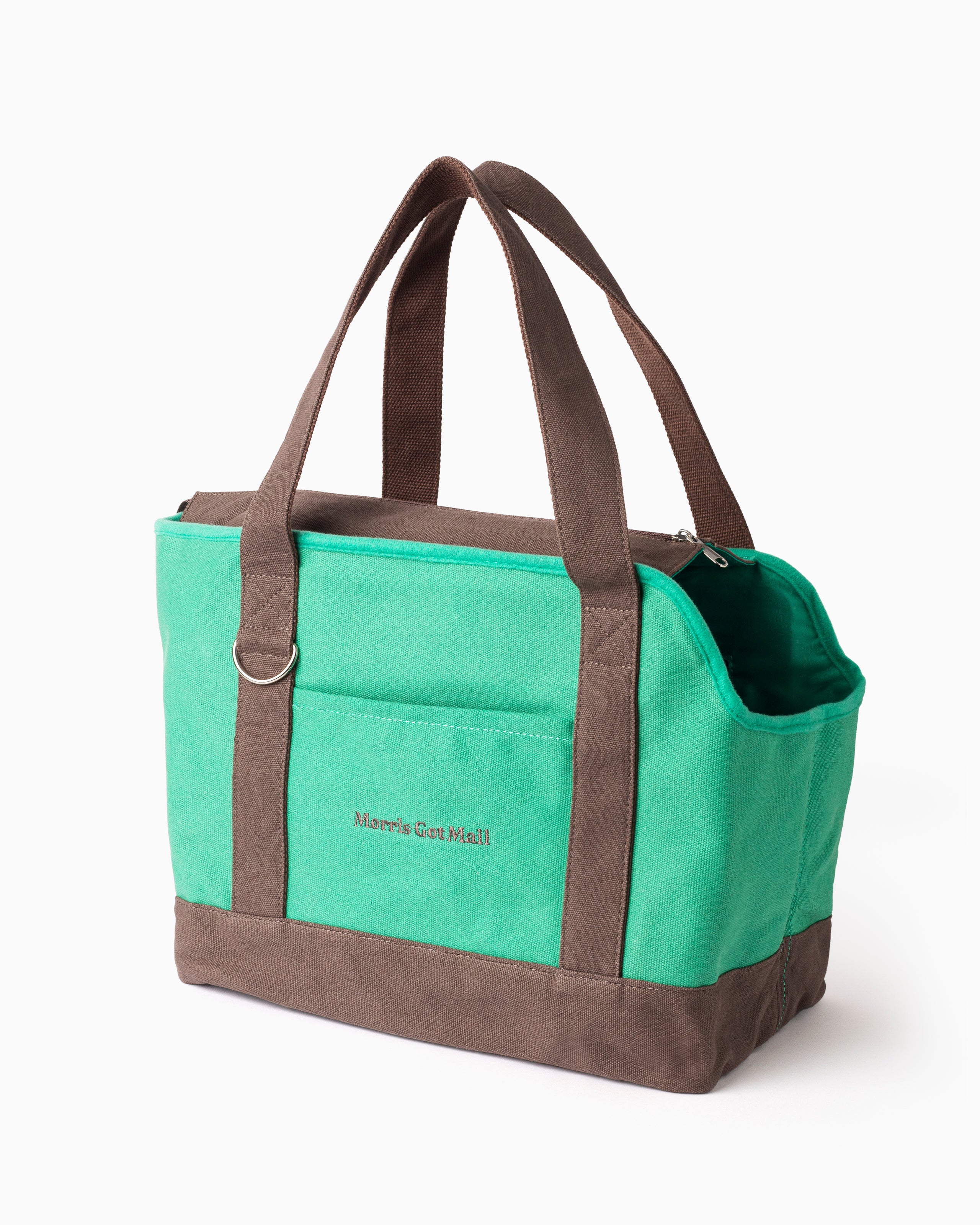 Forest Green & Dark Brown Cotton Canvas Dog Carrier Places To Go Tote